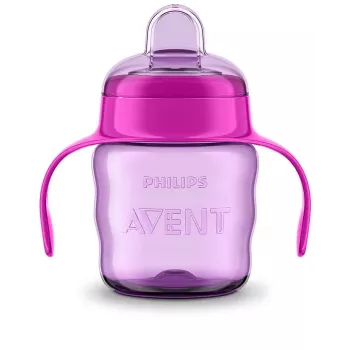 Philips AVENT Easy Sip leertuitbeker met handgrepen, 6M+, 200 ml, siliconen tuit, roze