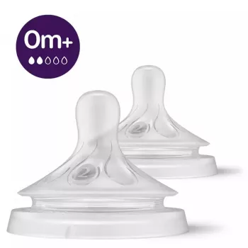 Philips Avent Natural Response babyspeen, langzame melkstroom, 0M+, 2-pack, siliconen