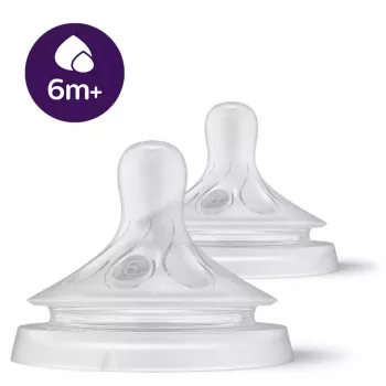 Philips AVENT Natural Response siliconen speen voor baby's voor dikvloeibaar voedsel, 6M+, 2-pack