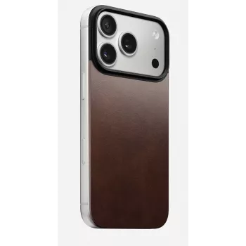 NOMAD Magnetic Leather Back voor iPhone 17 Pro MagSafe-compatibel Horween leer Rustic Brown