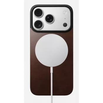 NOMAD Magnetic Leather Back voor iPhone 17 Pro MagSafe-compatibel Horween leer Rustic Brown