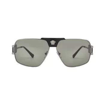 Versace VE2251-1001-2 herenzonnebril pilot aviator zwart montuur grijze glazen 63mm
