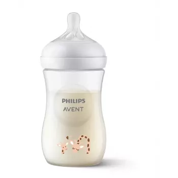 Philips Avent Natural Response giraffe babyfles 260 ml, middelgrote speen, 1m+