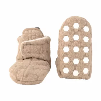 Lodger Slipper Folklore fleece baby-huisschoenen, beige, 6-12 maanden