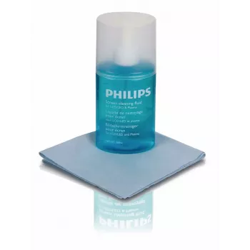 PHILIPS SVC1116B/10 beeldschermreinigingsset voor LED, LCD, plasma, OLED, smartphones, tablets, laptops, tv's - 200 ml gelspray + microvezeldoek