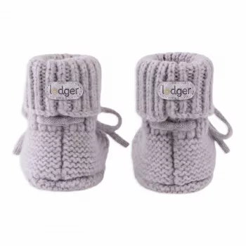 Lodger slipper Merino Wool baby booties, stone, 0-6 maanden