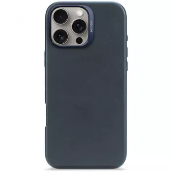 Decoded leren achterkantbescherming voor iPhone 16 Pro Max, MagSafe-compatibel, navy