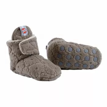 Lodger Buffalo fleece baby-schoentjes met antislipzool, bruin, 6-12 maanden