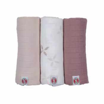 Lodger Swadler Solid Matcha katoenen puckdoek, roze, 70x70 cm, 3 stuks