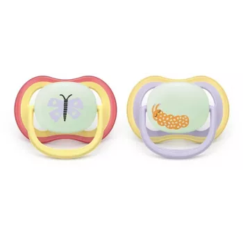 Philips AVENT Ultra Air Night speen 0-6 maanden, 2-pack, lichtgevend in het donker