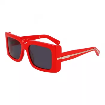 Ferragamo SF2032S-600 dames cat-eye zonnebril, rood montuur, grijze Gradient glazen, 55/19/140 mm