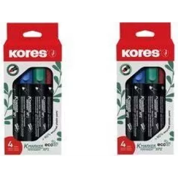 Kores ECO XP1 permanentmarker, ronde punt, 3 mm, diverse kleuren, 4-delige set M20764