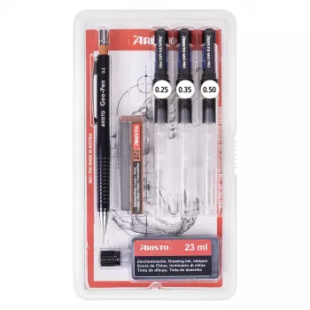 ARISTO mg1 pro College inktvulpen-set, 3 pennen 0,25 / 0,35 / 0,50 mm, 6-delig (AR64308)
