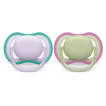 Philips Avent Ultra Air fopspeen 0-6 maanden, 2-pack, meisje roze/paars, SCF085/24
