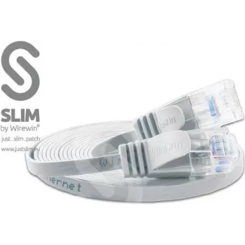 Wirewin Triotronik PKW-SLIM-KAT6 20.0 WS - 20 m witte Cat6 U/UTP slim ethernet patchkabel, RJ45 stekker naar stekker, gigabit