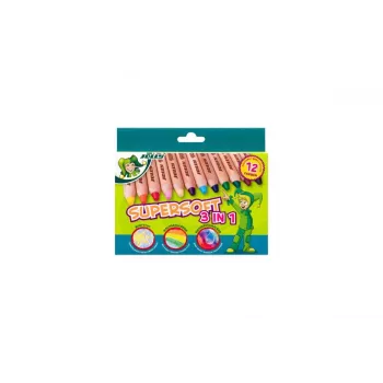 JOLLY Supersoft 3 in 1 kleurpotloden, verschillende kleuren, 12 stuks (5956-0002)