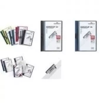 DURABLE DURACLIP ORIGINAL 30 A4 klemborden, transparante voorzijde, witte achterzijde, metaalklem, 5-pack (2227-02)