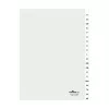 DURABLE A4 20-delige A-Z register, dichtgelaste tabs, 4-voudige perforatie, 80mm afstand, met voorblad 680019