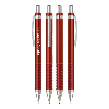 Rotring Tikky Retro mechanisch potlood 0,5 mm rood verchroomde huls rubber greepzone 2202568