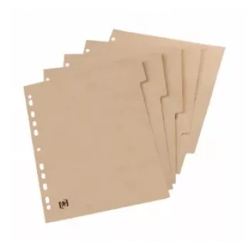 Oxford TOUAREG A4 kartonregister, 5 tabbladen, blanco, beige, recyclingpapier 280 g/m², universele perforatie (1 set) 100204964
