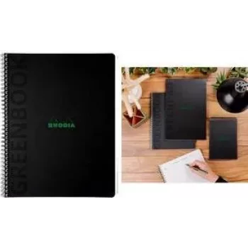 RHODIA GREENBOOK College Block A4+ gelinieerd, zwarte omslag van recyclingkarton 119933C