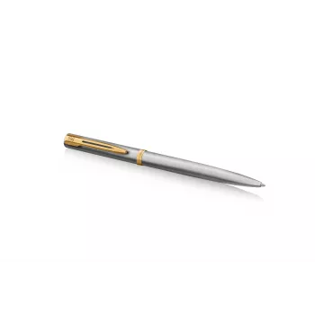 Waterman Impression balpen van edelstaal met goudbeslag, medium blauw, geschenkdoos 2225495