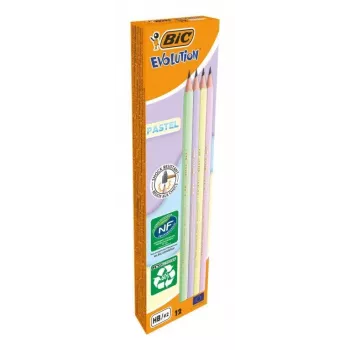 BIC Evolution PASTEL grafietpotloden HB 2 mm diverse pastelkleuren 12-pack 518307
