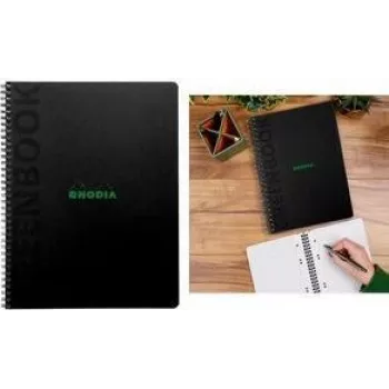 Rhodia Greenbook collegeblok A5+ gelinieerd, zwarte omslag van gerecycled karton, 80 vel 119925C
