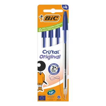 BIC Cristal Original balpen, blauw, 0,32 mm, 4-pack 516332
