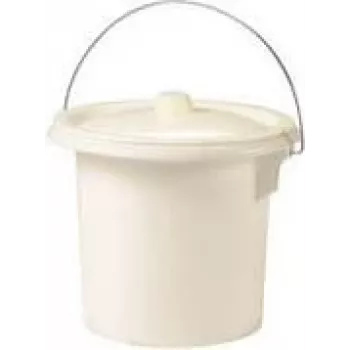 EDA hygiëne-emmer met metalen handgreep, 11,5 liter, crème, robuust kunststof, diameter 340 mm, hoogte 270 mm, 1 stuk 019486 BE. CR S