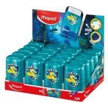 Maped DRAGON gum & puntenslijper combi, dubbel gat, 20-display 049226