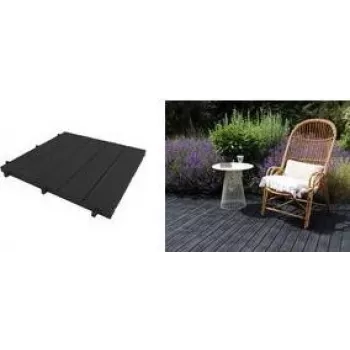 EDA houtlook buitenvloertegel, 500 x 500 mm, zwart, UV- en chloorbestendig, antislip, 1 stuk (010939 NO)