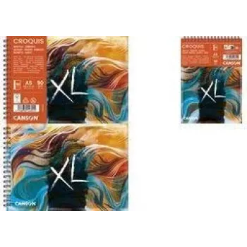 Canson XL schets Waves A5 schetsboek, 90 g/m², 80 bladen, spiraalband, stevige achterkant C507803000
