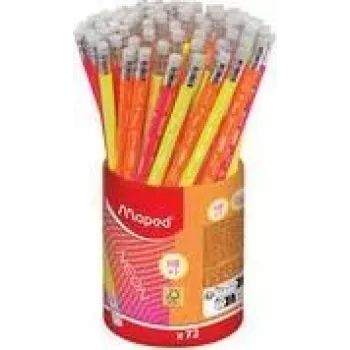 Maped neon HB grafietpotlood met gum, driehoekig, 72er-pack etui 853789FC