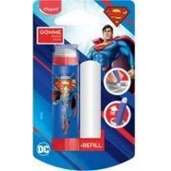 Maped Superman kunststof gum met navulling, lippenstiftstijl draaimechanisme, blisterverpakking 152033