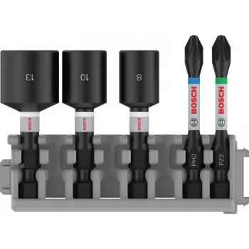 Bosch Impact Control schroefbit- en dopsleutelset, 5-delig, PH2, PZ2, 8/10/13 mm 2608522350
