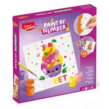 Maped Creativ schilderen op nummer set Kawaii Food Sweet - 2 voorgedrukte doeken, 10 acrylverven, penselen, vanaf 7 jaar 907088