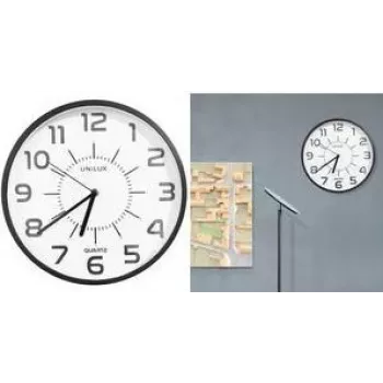 UNILUX POP PL wandklok, 305 mm, zwarte behuizing, zwarte wijzerplaat, stil quartz uurwerk 400190878