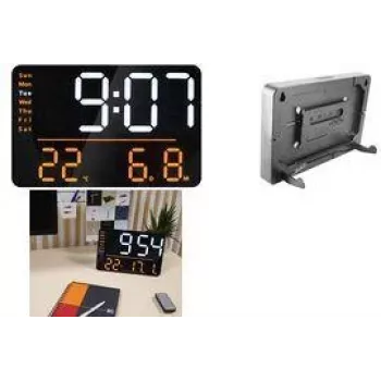 UNILUX NUMI multifunctionele digitale LED-wandklok, zwart met afstandsbediening, 10-standen dimbaar, alarm 400202319