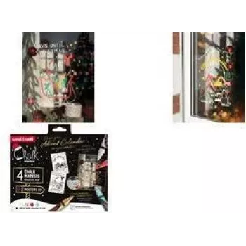 uni-ball krijtmarker CF CHALK/4 009, Christmas Box TRADI, diverse kleuren, ronde punt, 1,8-2,5 mm, 4 stuks