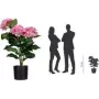 PAPERFLOW kunstmatige hortensia, roze, 550 mm, polyester bloemen en bladeren, polyethyleen steel, 1 stuk (PAHORT55)