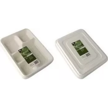 PAPSTAR menubakken van suikerriet pure, 5-vaks, 22 x 28,2 cm, wit, 25 stuks (89882)