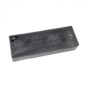 PAPSTAR snack-servetten DAILY Collection, zwart, 1/4-vouw, “Enjoy your Meal”-opdruk, 50 stuks 37407
