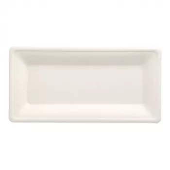 PAPSTAR pure suikerriet-bord, rechthoekig, 130 x 260 mm, 50 stuks, composteerbaar, magnetronbestendig 89746
