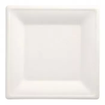 PAPSTAR pure vierkante borden van suikerriet 260 x 260 mm, 12-pack, composteerbaar, magnetronbestendig 89755