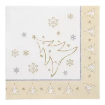 PAPSTAR X-Mas Elegance Gold kerstmotief servetten, tissue, 4-laags, 1/4 vouw, 400 x 400 mm, 1 stuk (87104)