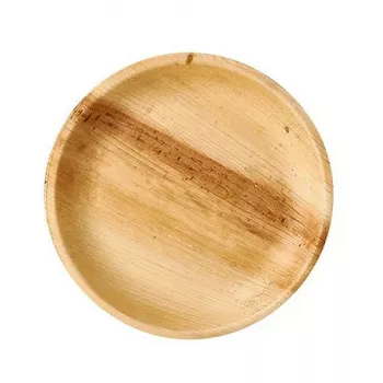 Papstar pure 87960 Palmbladbord, rond, 23 cm, bruin, 25 stuks