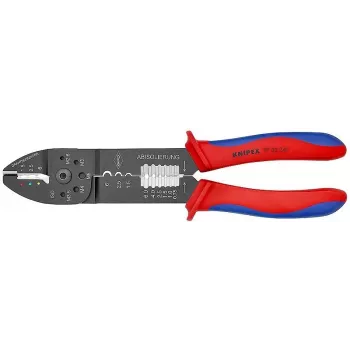 KNIPEX 97 49 25 krimptang voor geïsoleerde kabelschoenen en verbinders, trapeziumkrimping, 0,5–6,0 mm² (20–10 AWG), zwart met meercomponenten handgrepen