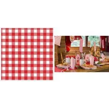PAPSTAR Vichy-ruit rood/wit 1-laags servetten van tissue, 330 x 330 mm, 1/4-vouw, 250 per verpakking 88762