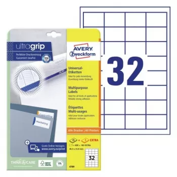 AVERY universele etiketten 48,3 x 33,8 mm wit met UltraGrip-technologie (verpakking van 480) 4789